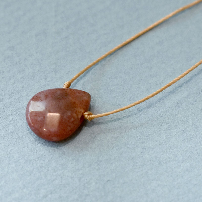 Fancy Jasper & Light Brown Cord Necklace