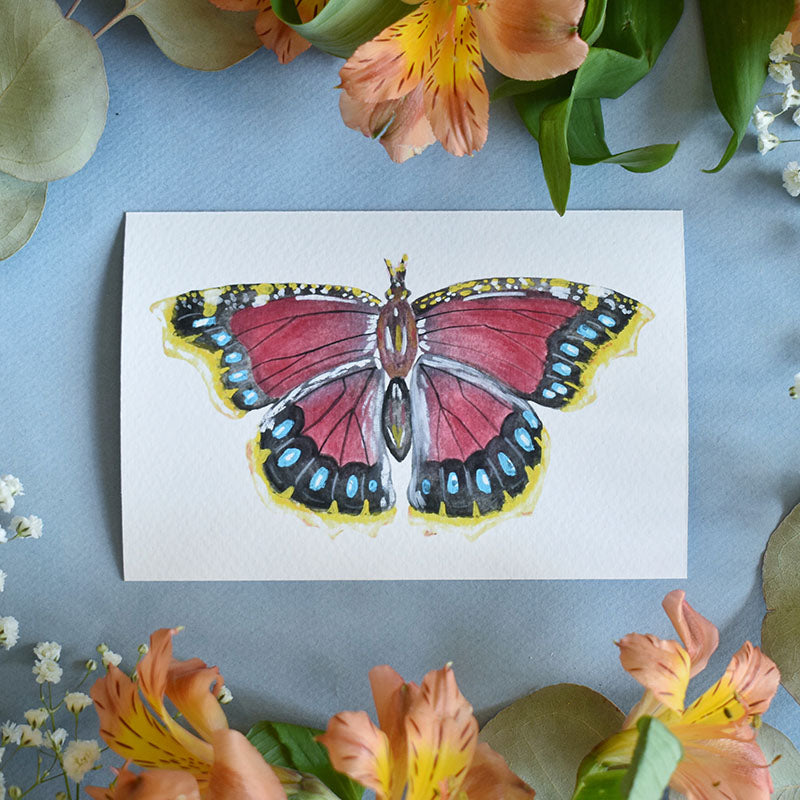 Mourning Cloak Butterfly 4x6 Watercolor Print
