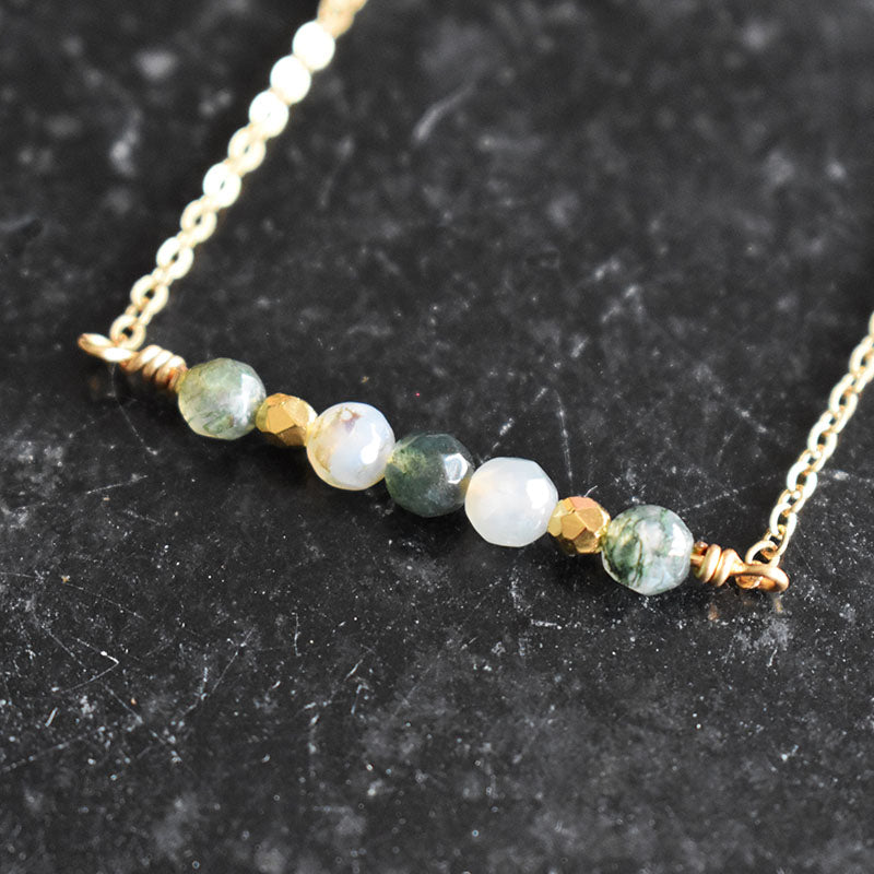 Moss Agate & Gold Necklace