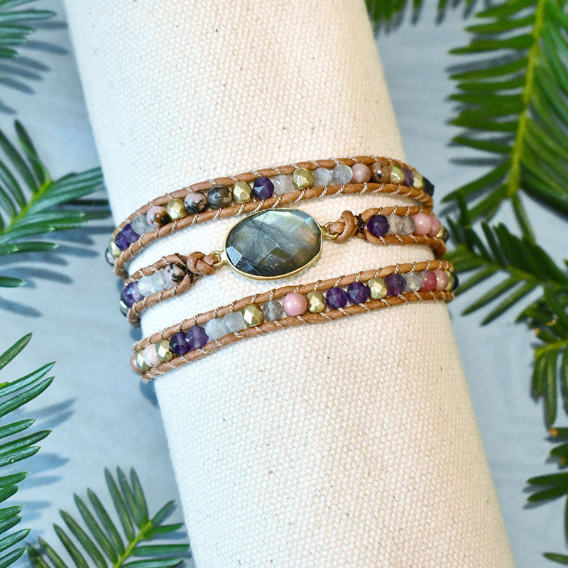 Labradorite & Floral - 3 Wrap