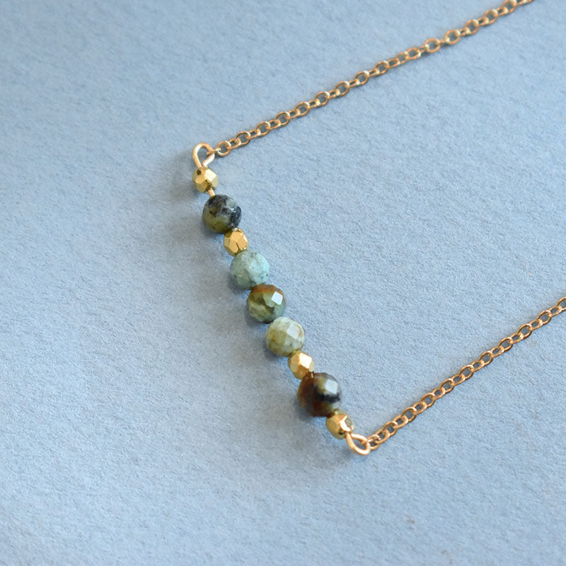 African Turquoise & Gold Necklace