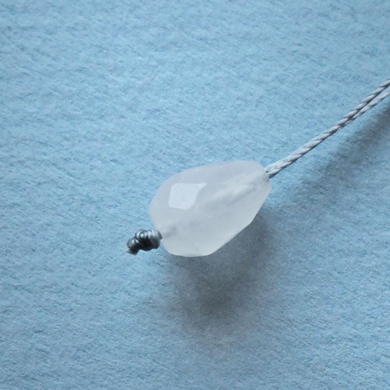 Rose Quartz Drop & Gray Cord Necklace