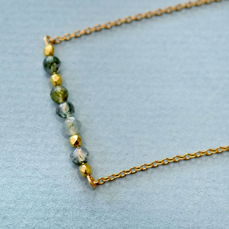 Moss Agate & Gold Necklace