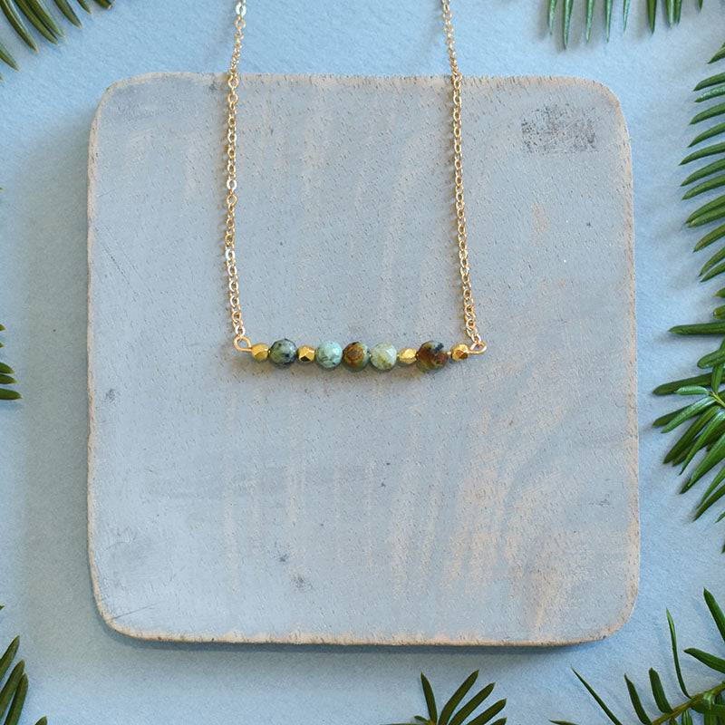 African Turquoise & Gold Necklace
