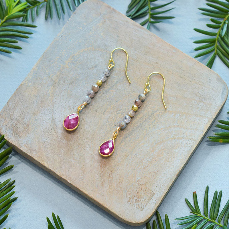 Ruby & Pink Tourmaline Earrings - Jackson Collection
