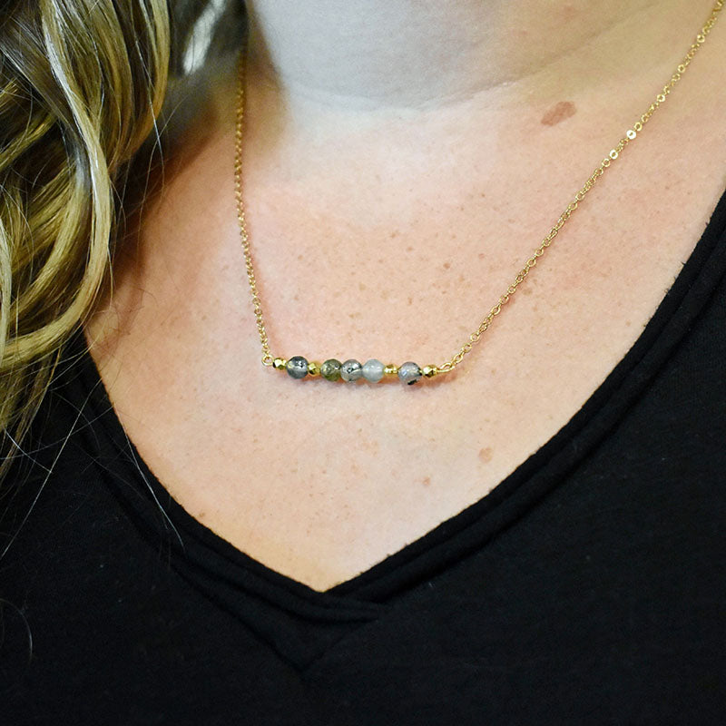Moss Agate & Gold Necklace