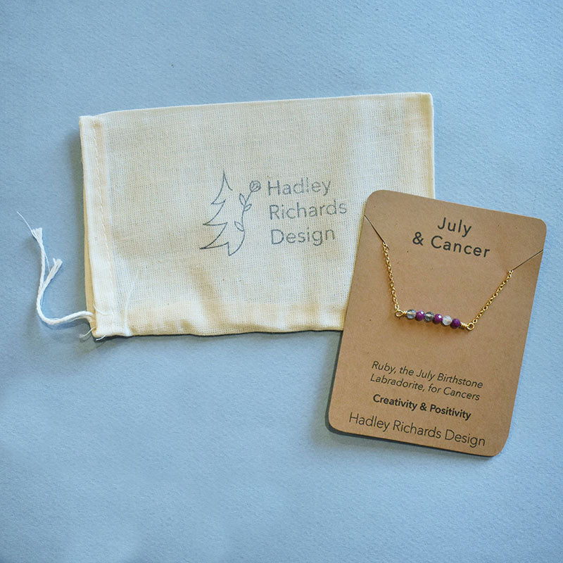 July & Cancer Gold Necklace