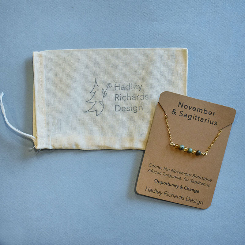 November & Sagittarius Gold Necklace