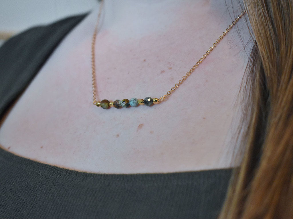 African Turquoise & Gold Necklace
