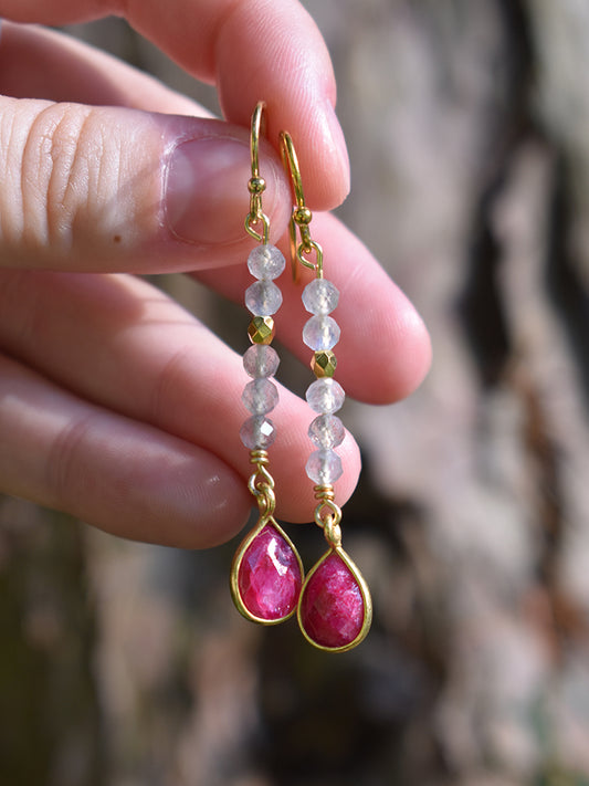 Ruby & Labradorite Earrings - Jackson Collection