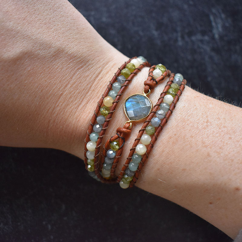 Leaf & Labradorite - 3 Wrap