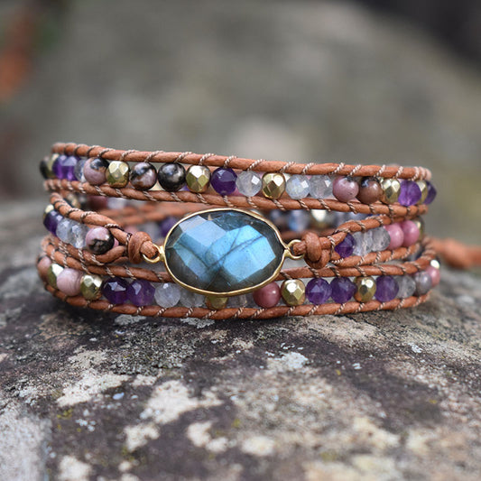 Labradorite & Floral - 3 Wrap