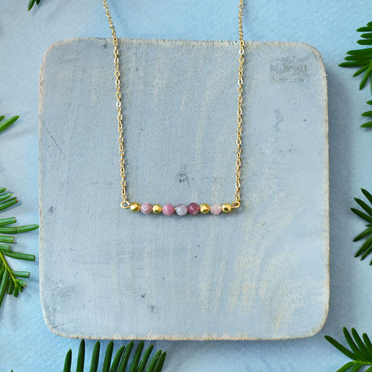 Pink Tourmaline & Gold Necklace