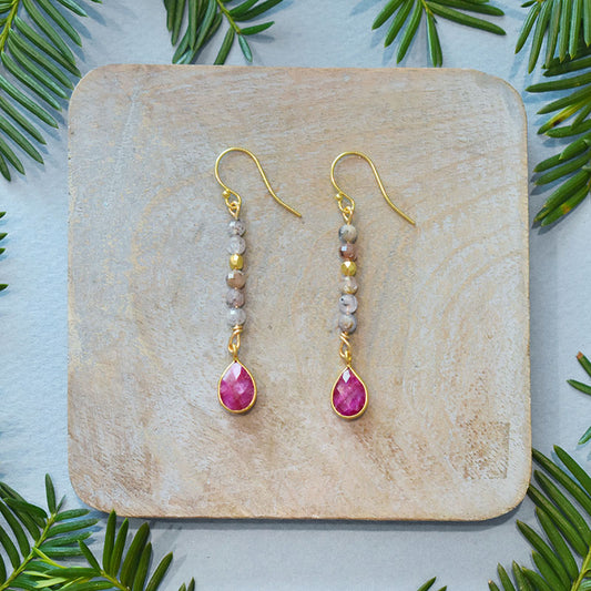 Ruby & Pink Tourmaline Earrings - Jackson Collection