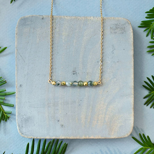 Moss Agate & Gold Necklace