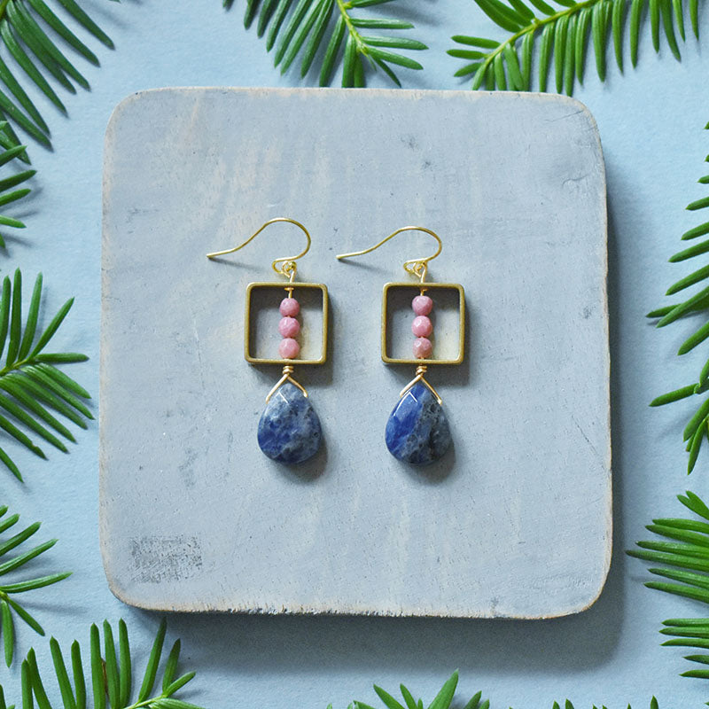 Sodalite & Rhodonite Earrings
