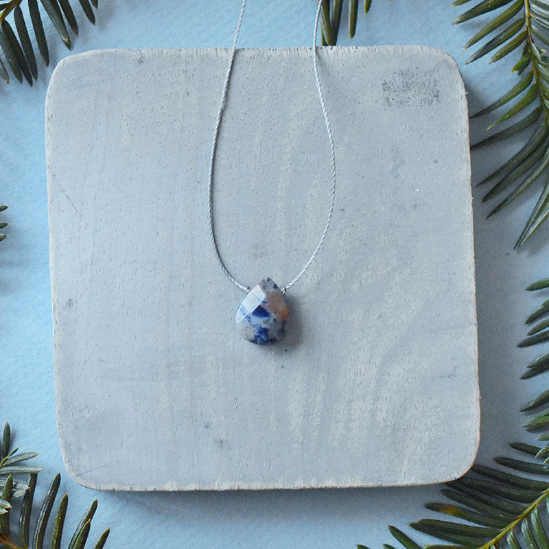 Sodalite & Gray Cord Necklace 2