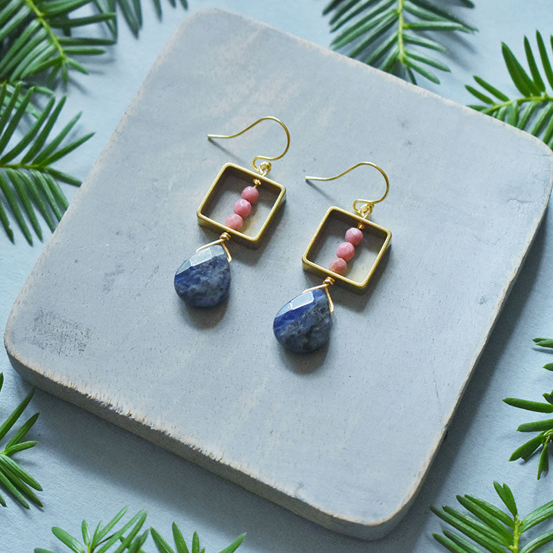 Sodalite & Rhodonite Earrings