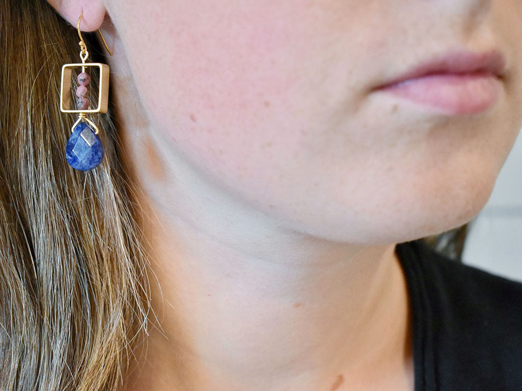 Sodalite & Rhodonite Earrings