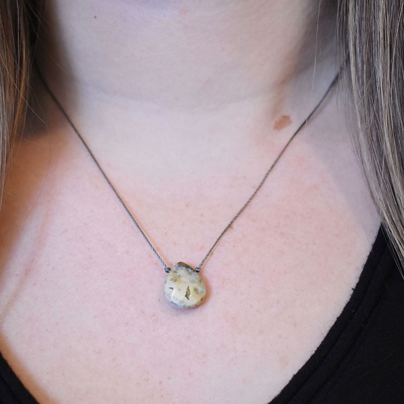 Ocean Jasper & Gray Cord Necklace 2