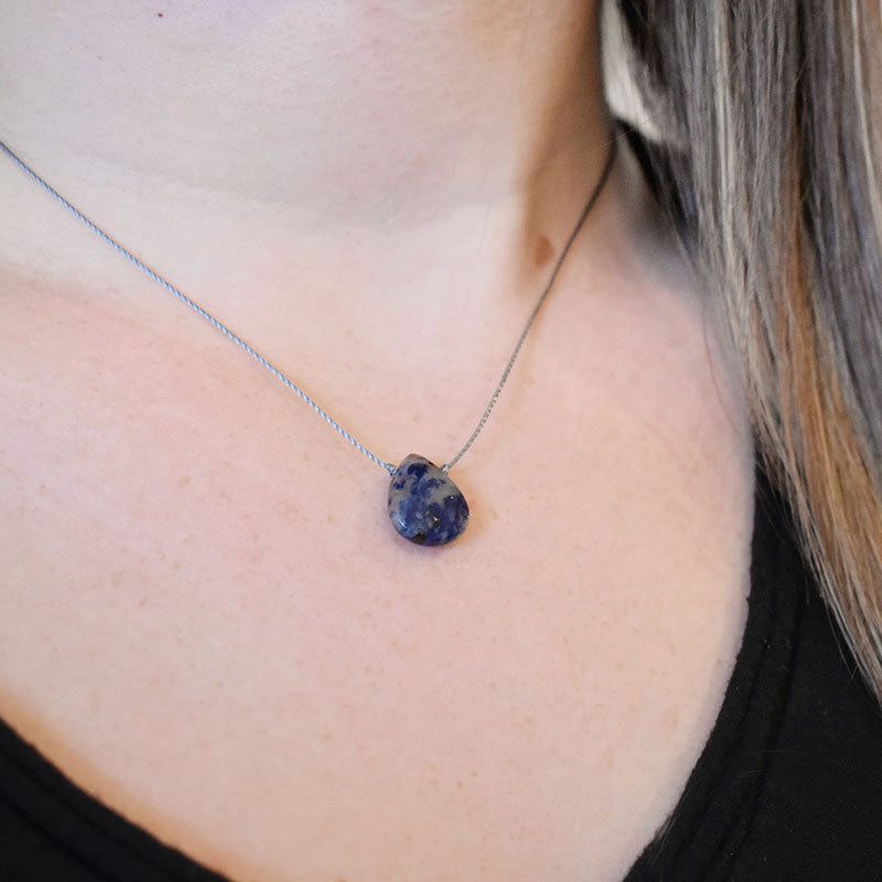 Sodalite & Gray Cord Necklace 2